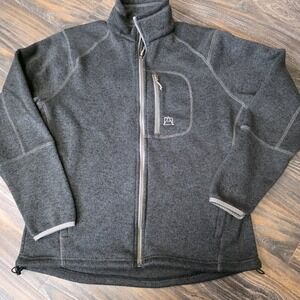 Avalanche Mens Full Zip Fleece Jacket Charcoal Gray Heather Sweater Knit Large